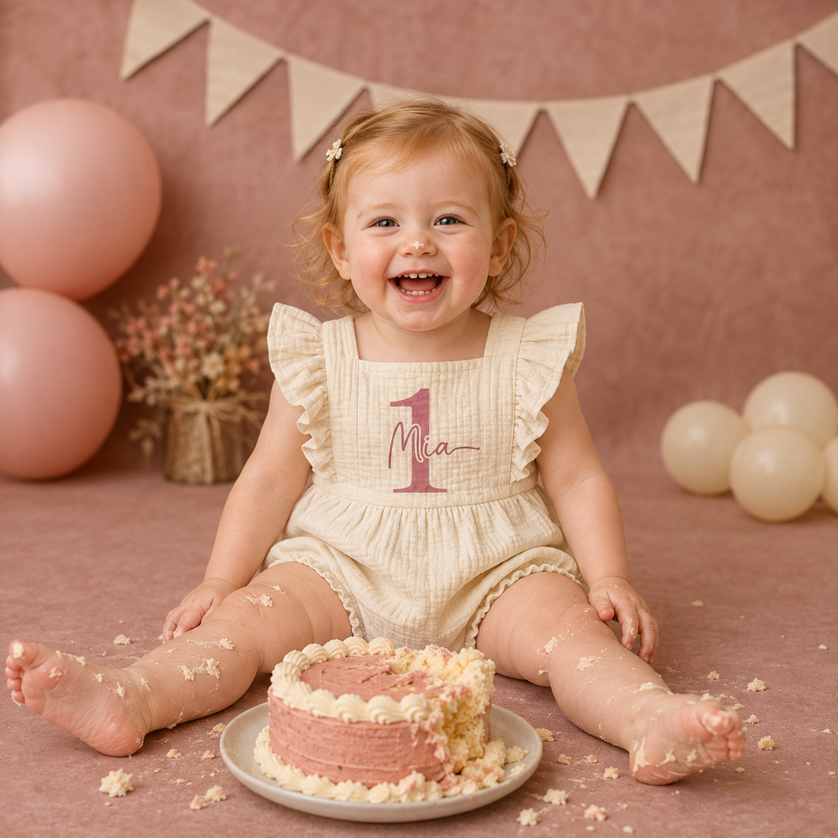 Embroidered Personalized 1st Birthday Girl Romper