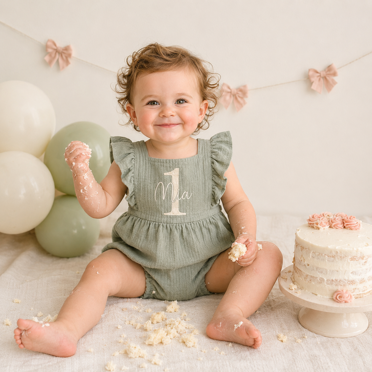 Embroidered Personalized 1st Birthday Girl Romper