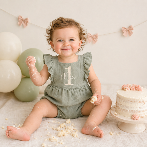 Embroidered Personalized 1st Birthday Girl Romper