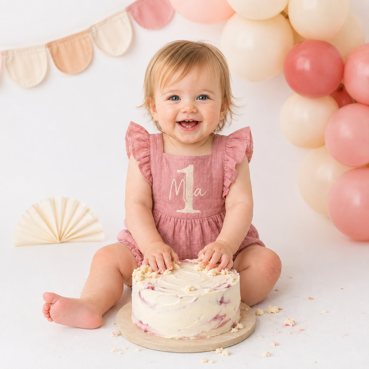 Embroidered Personalized 1st Birthday Girl Romper
