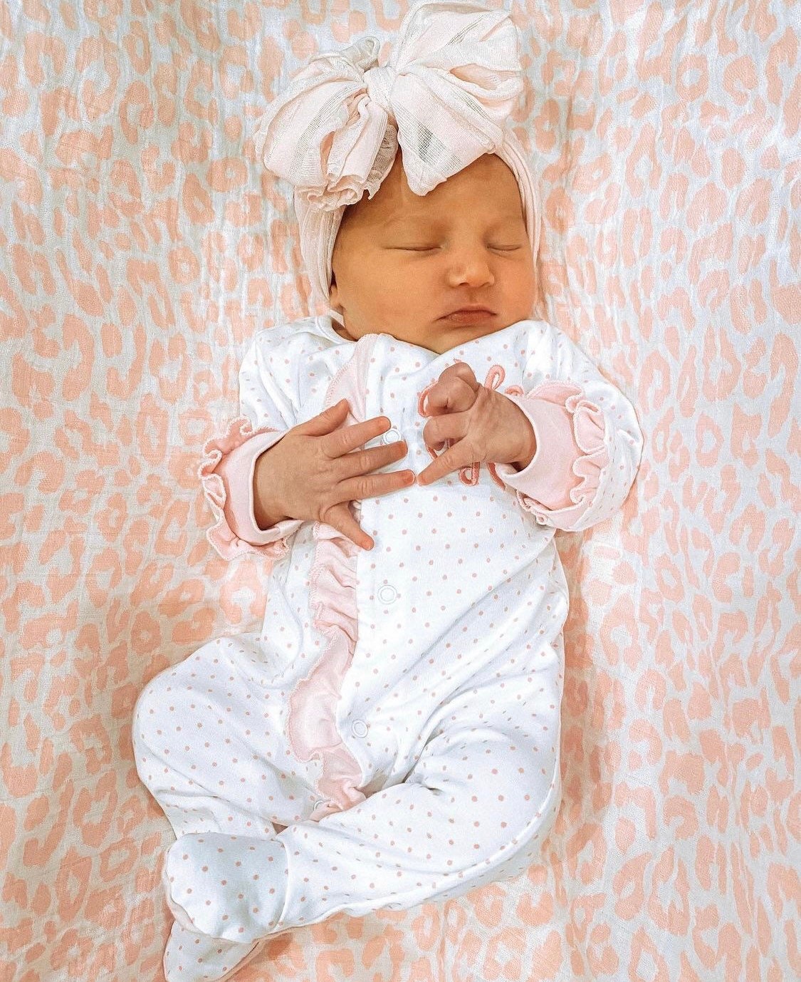 Baby girl coming home outfit, monogrammed footie, newborn clothing, girl clothing, baby shower gift, sleeper, ruffle footie pink dot