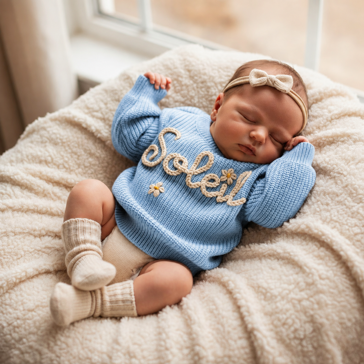 Baby Name Sweater: Custom Embroidered Newborn Sweater