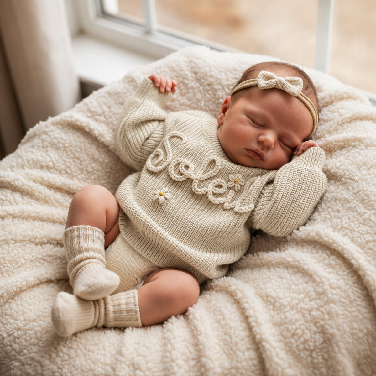 Baby Name Sweater: Custom Embroidered Newborn Sweater