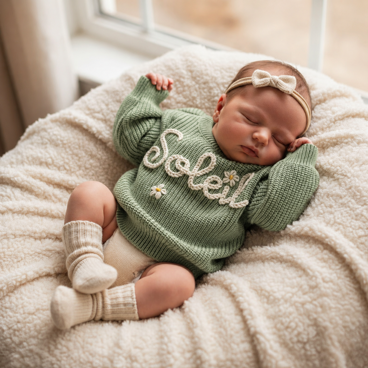 Baby Name Sweater: Custom Embroidered Newborn Sweater