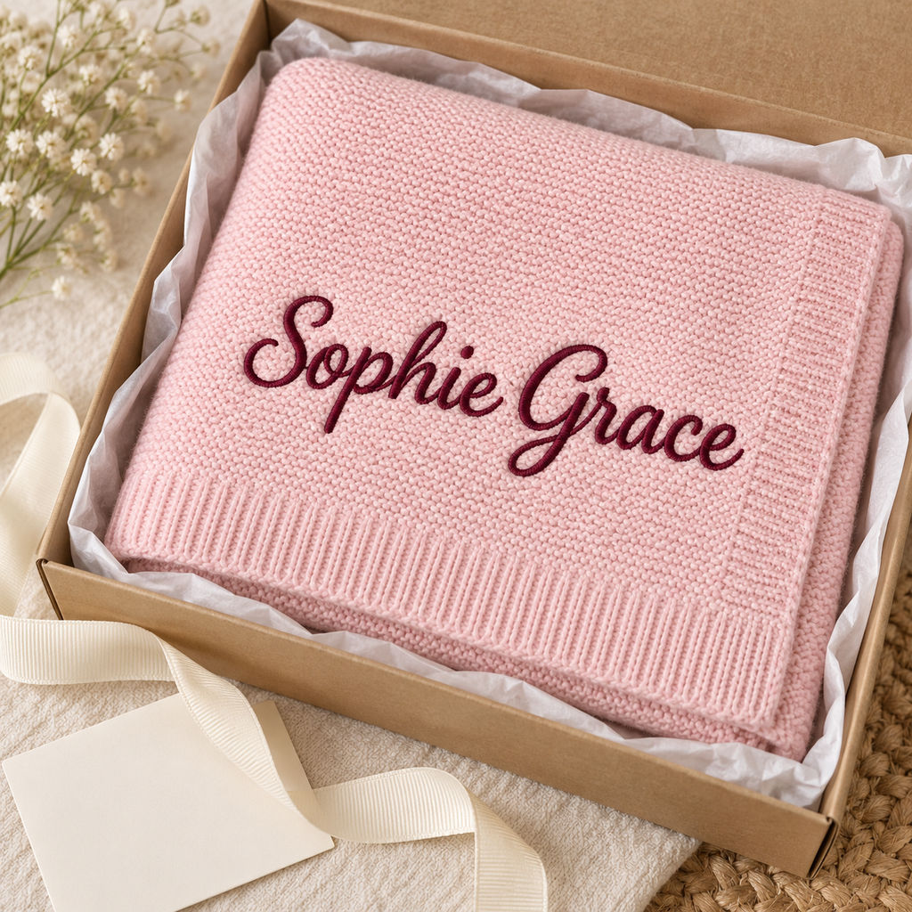 Custom Embroidered Cotton Baby Blanket