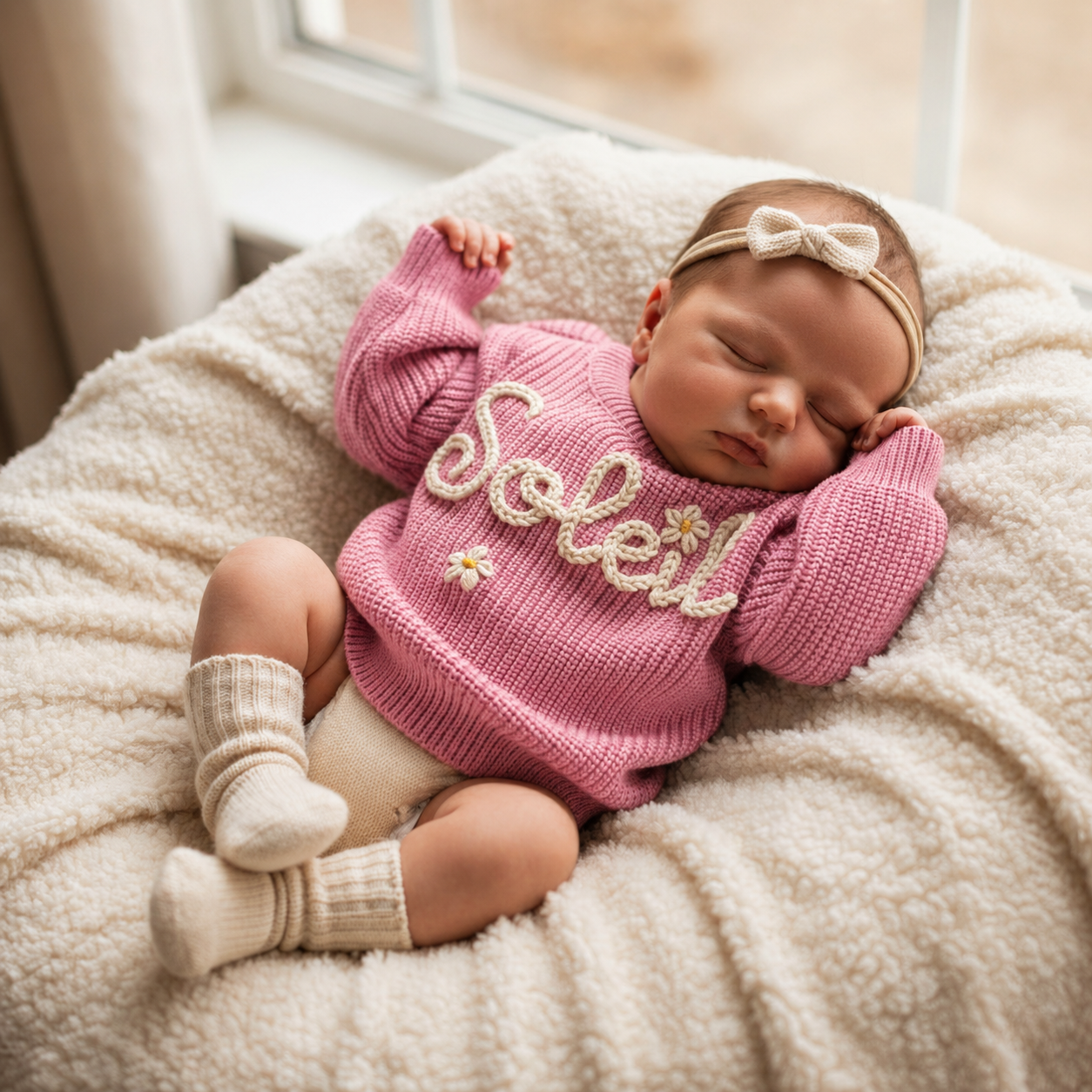 Baby Name Sweater: Custom Embroidered Newborn Sweater