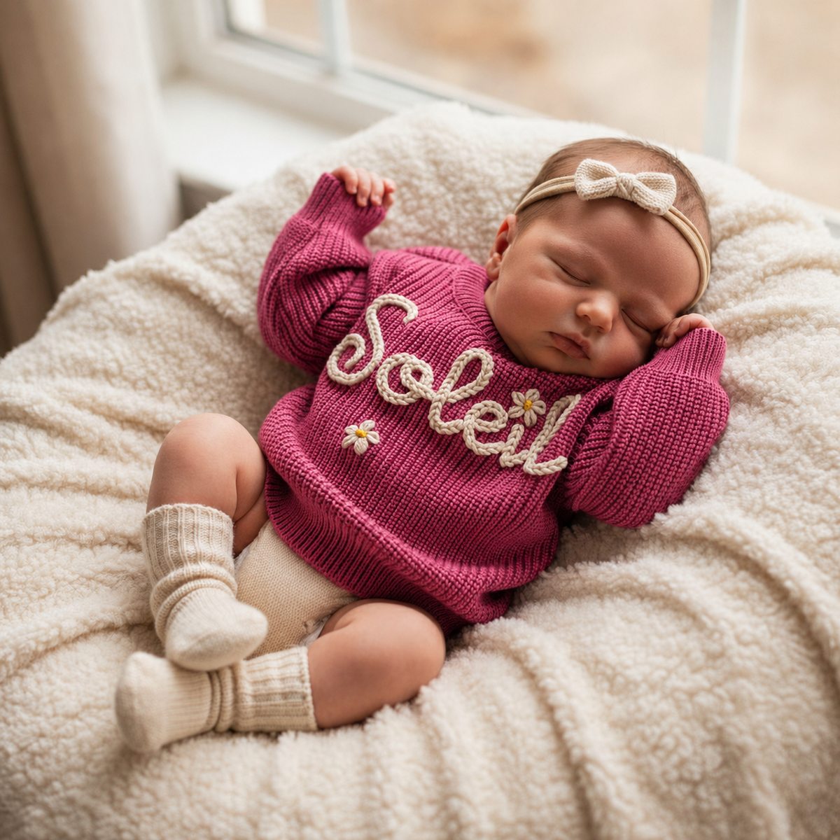 Baby Name Sweater: Custom Embroidered Newborn Sweater