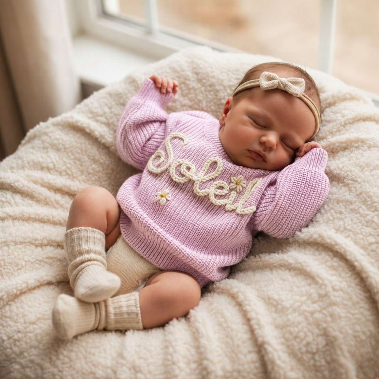 Baby Name Sweater: Custom Embroidered Newborn Sweater