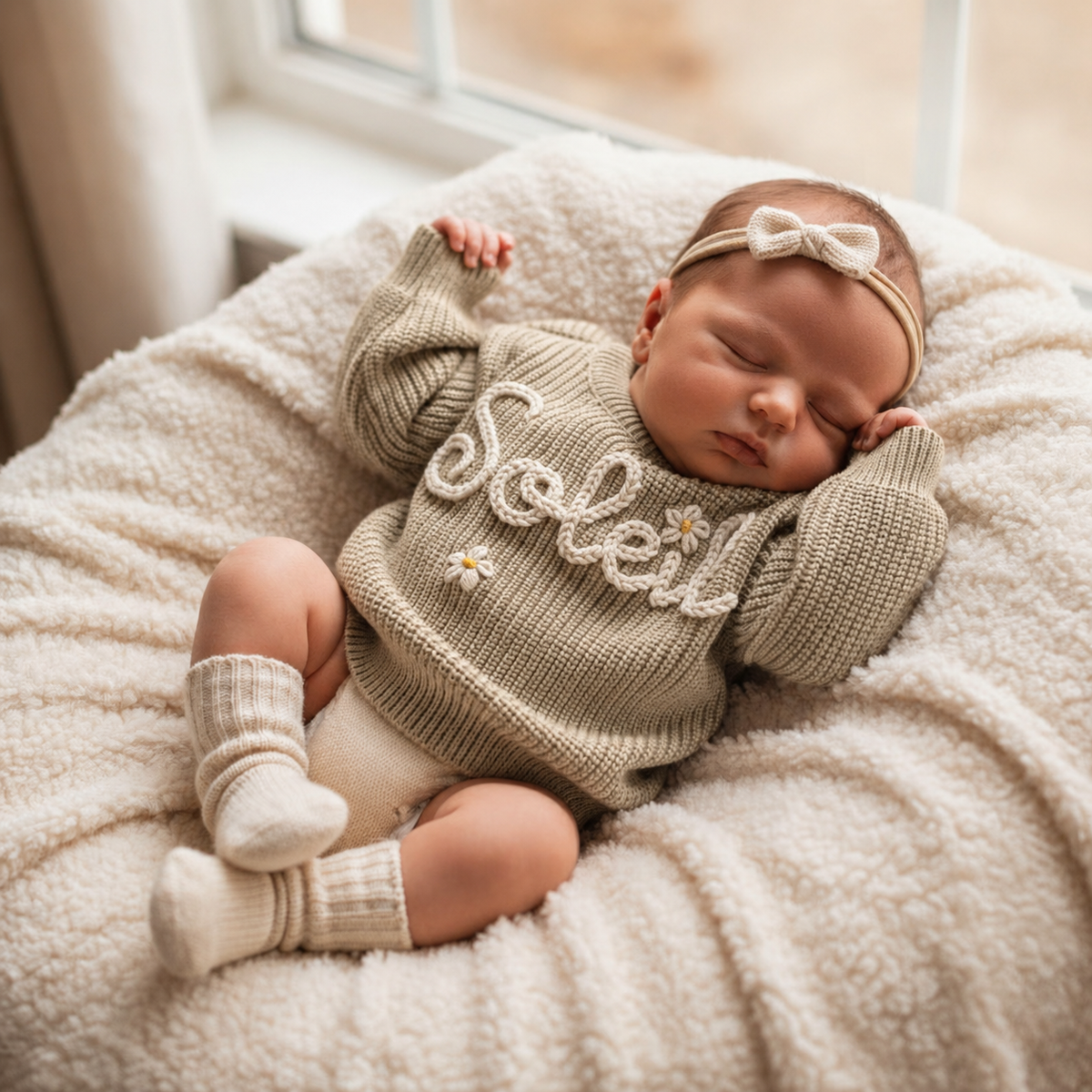 Baby Name Sweater: Custom Embroidered Newborn Sweater