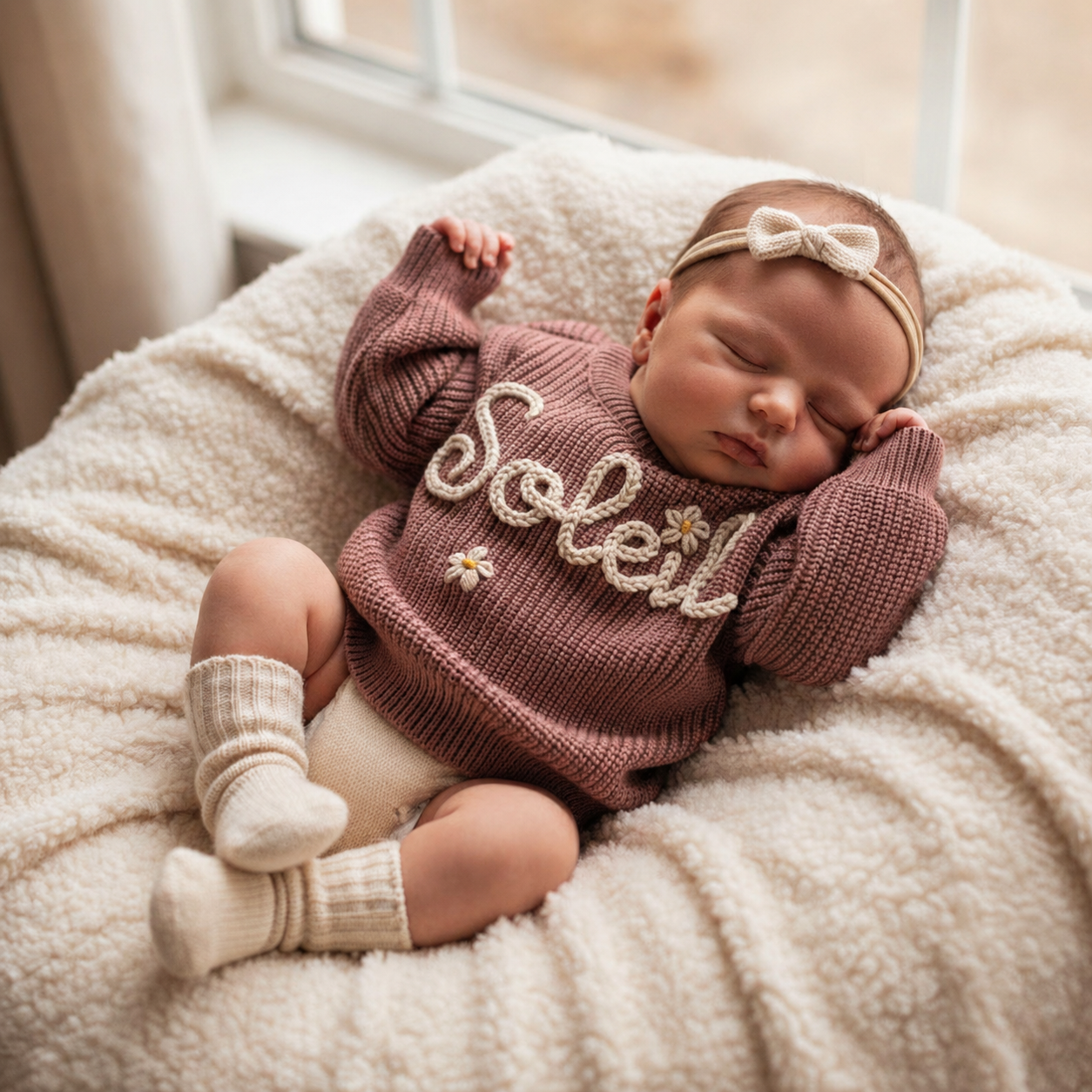 Baby Name Sweater: Custom Embroidered Newborn Sweater