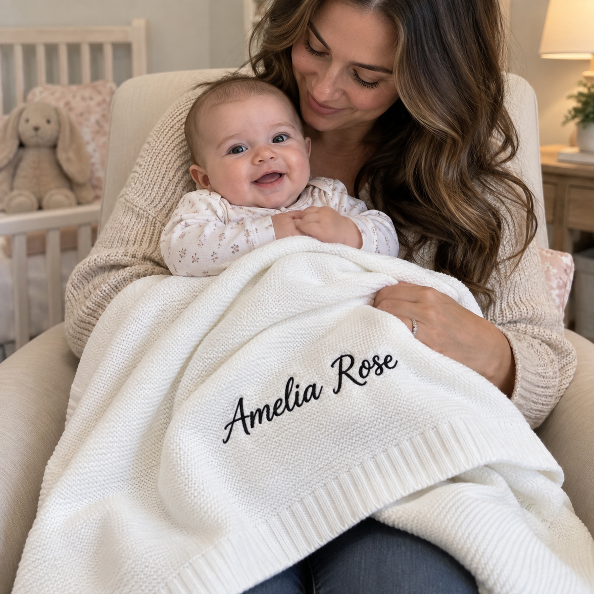 Custom Embroidered Cotton Baby Blanket